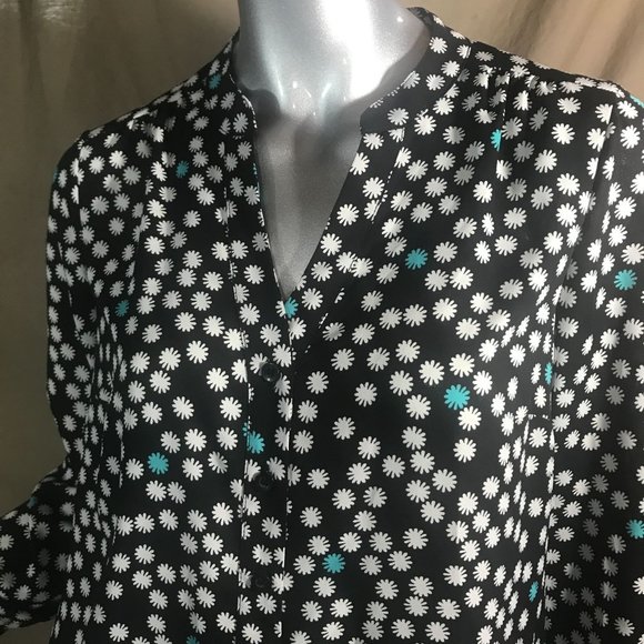 Alfani Women's Size 6 Small Blouse Floral Polka Dot Print Tunic High Low Top - Picture 2 of 15